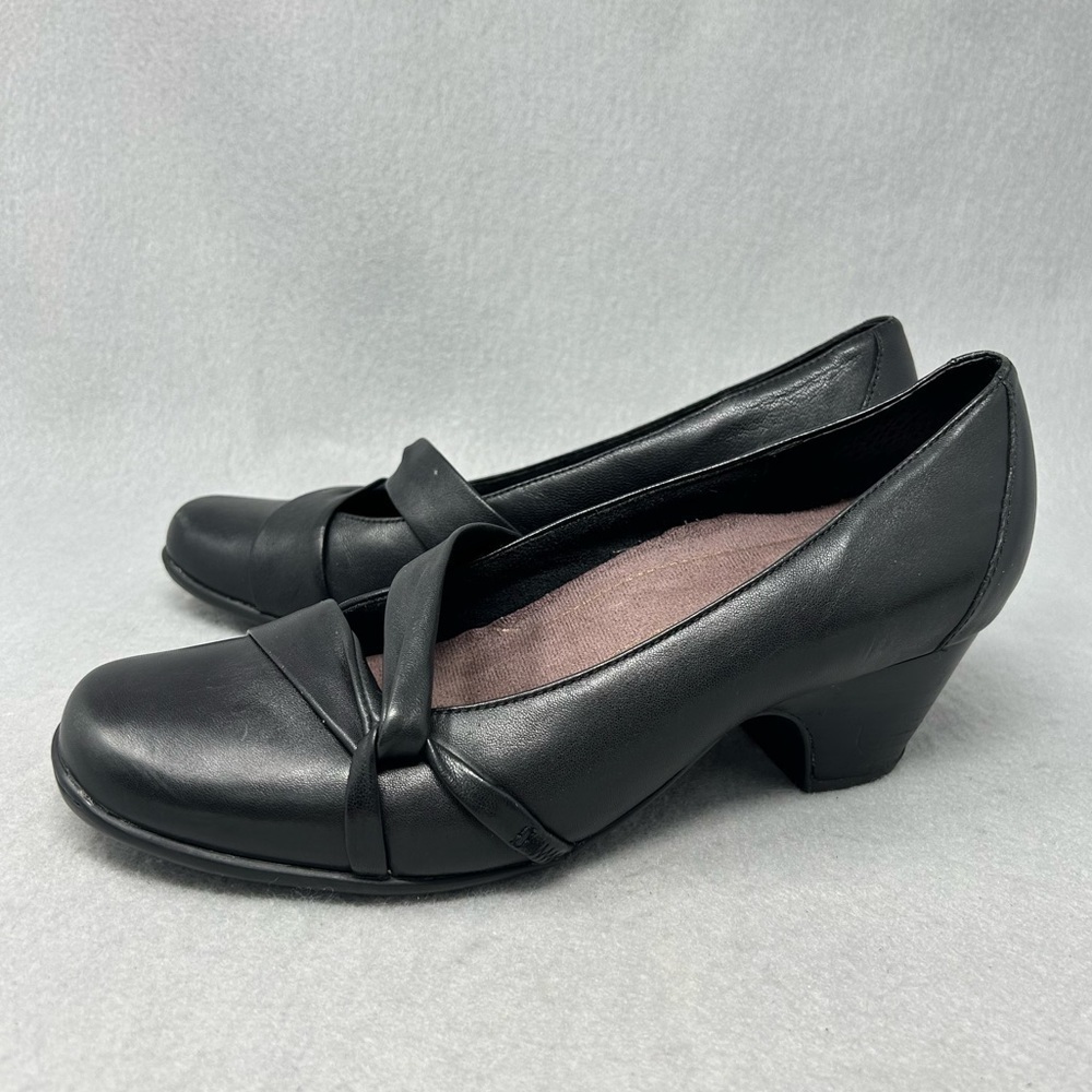 Clarks Everyday Pumps Size 7 M Womens Black Leather Slip On